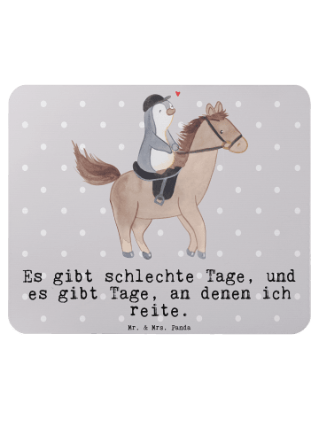 Mr. & Mrs. Panda Mauspad Pferd Reiten mit Spruch in Grau Pastell