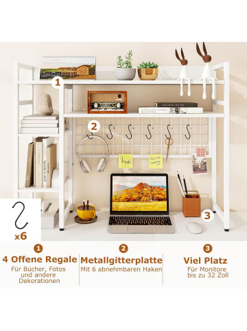 COSTWAY Schreibtischregal 94x25x74cm in Weiß