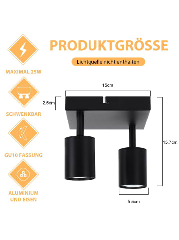 ZMH Deckenleuchte in schwarz 2-flammige GU10 Modern schwenkbar Deckenspot