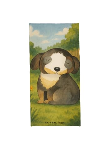 Mr. & Mrs. Panda Badehandtuch Hund Entspannen Design ohne Spruch in Grau Pastell