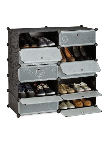 relaxdays Schuhschrank in Schwarz - (B)94 x (H)90 x (T)37 cm