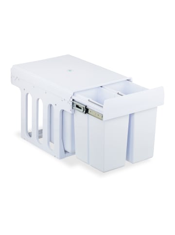 relaxdays Einbaumülleimer in Weiß -  4 x 8 L