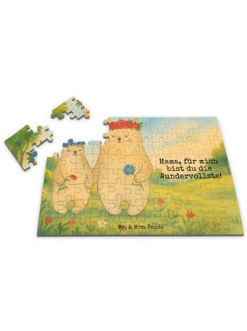 Mr. & Mrs. Panda Puzzle Bären mit Blumenkranz Design mit Spruch in Weiß
