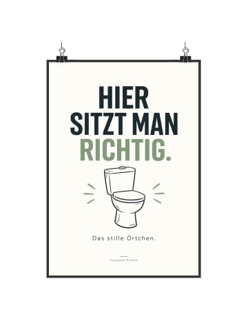 Poster Toilette minimalistisch Design mit Spruch in Weiß
