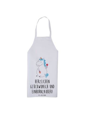 Mr. & Mrs. Panda Schürze Einhorn Baby mit Spruch in Weiß