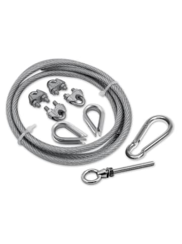 Gartenia sunprotect Montageset, Abspannset 5 m inkl. Zubehör für Stahlmast, verzinkt, 9-teilig in Stahl