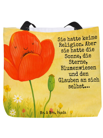 Mr. & Mrs. Panda Shopper Blume Mohnblume Design mit Spruch in Weiß
