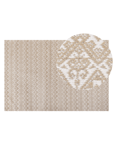 Beliani Geflochtener Teppich ATIMA in Beige/Weiß - (W) 160 x (H) 0.7 x (L) 230 cm