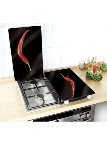 Wenko Herdschutzplatten, HOT CHILI, 2 Stück in Schwarz, (B) 30 x (L) 52 cm