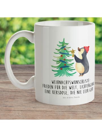 Mr. & Mrs. Panda Trinkbecher Pinguin Weihnachtsbaum mit Spruch in Weiß