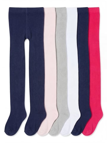 TupTam Mädchen Strickstrumpfhosen Bunt Gemustert 6er Pack in blau/weiß