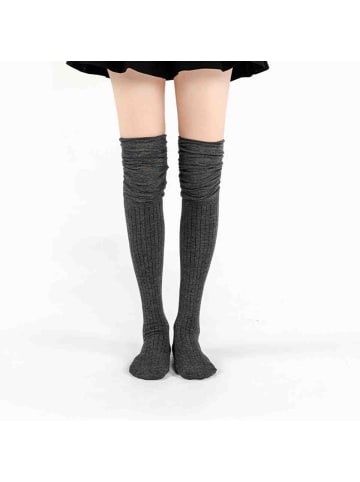 MUNADUNA 3er-Pack Knielange Strick-Socken mit Faltendesign in Grau