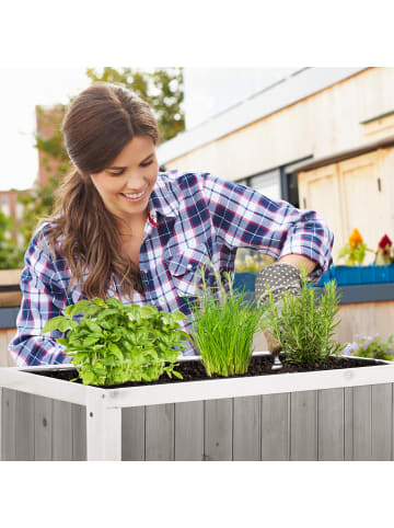 relaxdays Hochbeet in Grau-Weiß - (B)74 x (H)80,5 x (T)38 cm