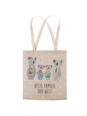 Mr. & Mrs. Panda Schultertasche Koala Familie zwei mit Spruch in Grau Pastell