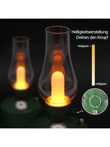 ZMH Tischleuchte LED in grün 3000K Warmweiß Vintage kabellos Tischlampe