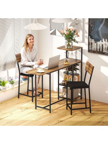 HOMCOM Bartisch Set in Braun 140L x 40B x 116H cm