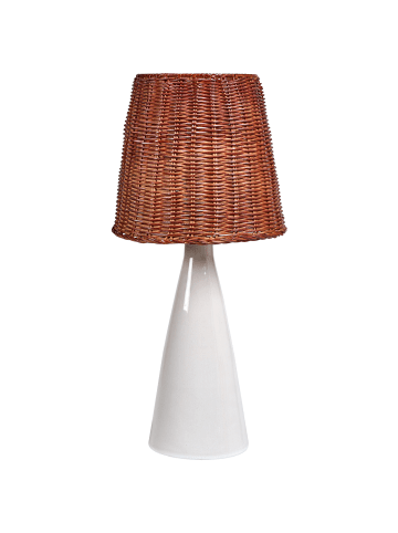 Beliani Tischleuchten MADURU in Weiß/Braun - (W) 18 x (H) 55 x (L) 18 cm