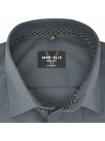 MARVELIS Knopfleisten Langarmshirt für Herren in uni