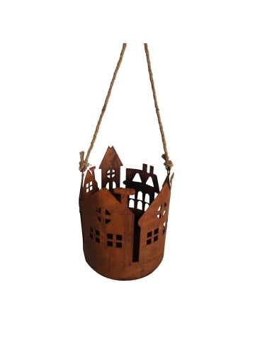 UNUS Rost Laterne mit Kordel in Braun