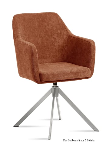 58 aufm Kessel ARMLEHNSTUHL drehbar (2er-Set) Duscha 57x87x60 Edelstahl/Cognac