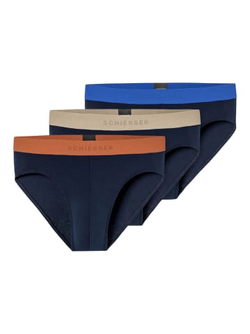 Schiesser Slip 3er Pack in Blau/Beige/Orange