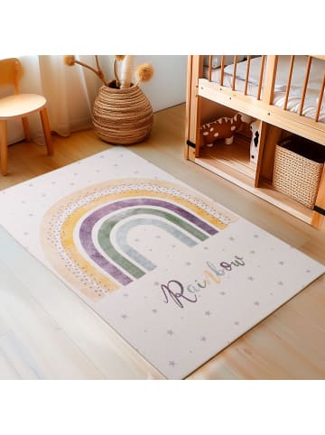 KADIMA DESIGN Teppich Kinder Regenbogen-Motiv Polyamid rutschfest Kinderzimmer