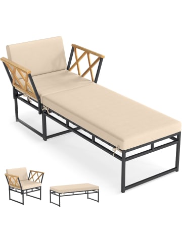 COSTWAY Sonnenliege mit Kissen in Beige