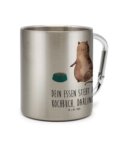 Mr. & Mrs. Panda Campingtasse Katze Fressen mit Spruch in Silber