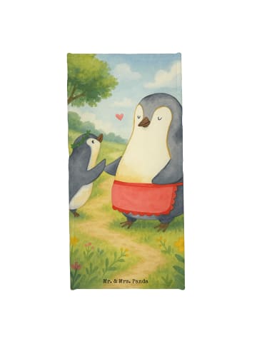 Mr. & Mrs. Panda Badehandtuch Pinguin mit Kind Design ohne Spruch in Blau Pastell