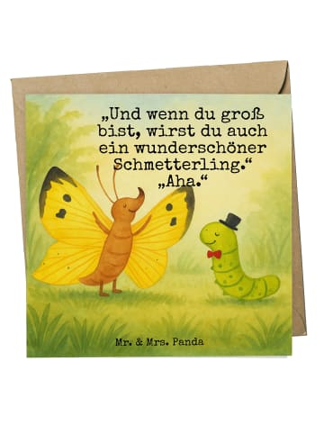Mr. & Mrs. Panda Grußkarte Raupe Schmetterling Design mit Spruch in Weiß
