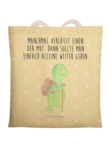 Mr. & Mrs. Panda Tote Bag Schildkröte Wanderer mit Spruch in Gelb Pastell