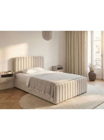 Beliani Doppelbett LUNAN in Beige/Schwarz - (W) 127 x (H) 100 x (L) 216 cm