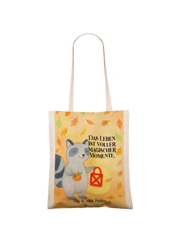 Mr. & Mrs. Panda Shopping Tasche Waschbär Laterne Design mit Spruch in Weiß