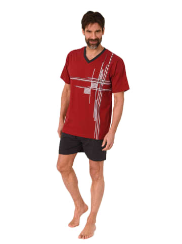 NORMANN Shorty Schlafanzug kurzarm Pyjama Frontprint Übergrösen in rot