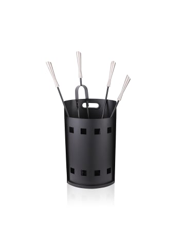 relaxdays 5-tlg. Kaminbesteck-Set in Schwarz/ Silber