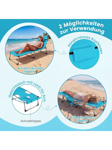 COSTWAY Sonnenliege mit Gesichtsöffnung in Türkis