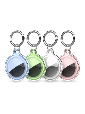 Wisam Wasserdichte AirTag Hülle 4er Set Transparent Grün Blau Pink