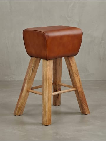KADIMA DESIGN Barhocker Turnbock 43x75x43 cm Mango Massivholz / Echtleder, Design