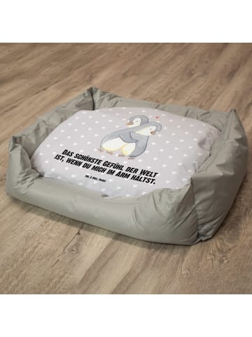 Mr. & Mrs. Panda Hundekörbchen Pinguine Kuscheln mit Spruch in Grau Pastell