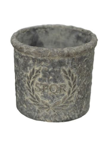 AltoBelli Blumentopf ROMA mit SPQR Wappen Antik Grau Patina Zement 14x12 cm