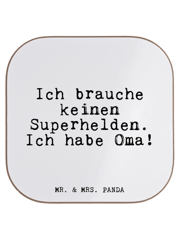 Mr. & Mrs. Panda Untersetzer Ich brauche keinen Superhelden.... ... in Weiß