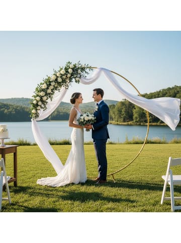 relaxdays Luftballon Bogen in Gold - Ø 195 cm