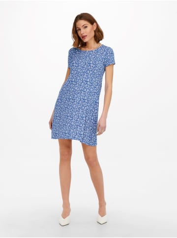 ONLY Lockeres Mini Basic Shirtkleid mit Rücken Ausschnitt ONLBERA in Blau