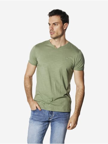KOROSHI Basic baumwolle henley t-shirt in khaki