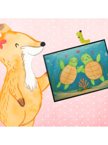 Mr. & Mrs. Panda Tischunterlage Schildkröten Paar Design ohne Sp... in Weiß