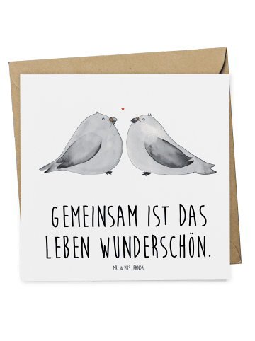 Mr. & Mrs. Panda Deluxe Karte Tauben Liebe mit Spruch in Weiß