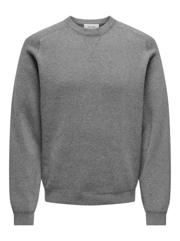 Only&Sons Strickpullover Rundhals Regular Fit Modern Basic in Grau-3