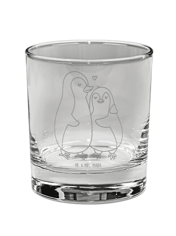 Mr. & Mrs. Panda Whiskey Glas Pinguin umarmen ohne Spruch in Transparent