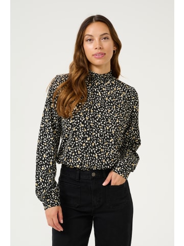 Kaffe Langarm-Bluse KAmalene Regular fit in Black/White/Gold Print
