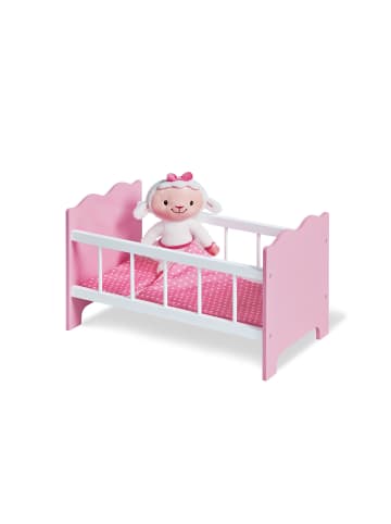 Pinolino Puppenbett Jasmin, 4-tlg. in Rosa,Weiß, 50 x 29 x 29 cm